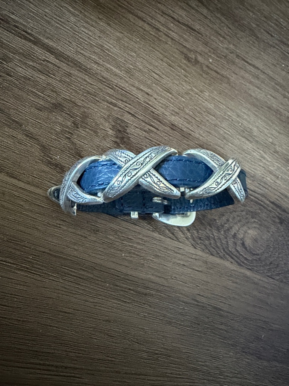 NWT Brighton Leather Bracelet with Silver-Tone Accent - Navy